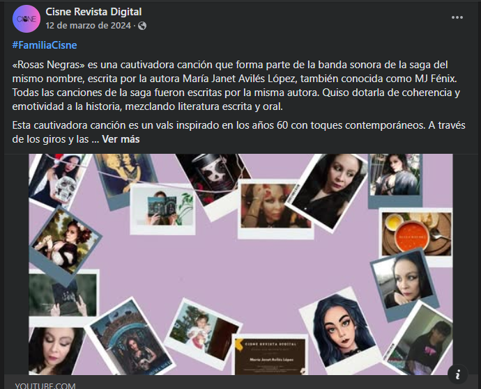 Reseña sobre mi canción "Rosas negras" por parte de la Revista Cisne Digital