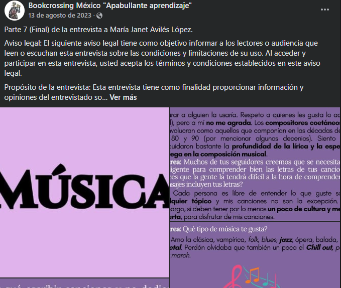Entrevista que me hizo, Andrea, de Bookcrossing MX